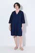Jeans-Kleid, Zierfalte, V-Ausschnitt, 3/4-Arm, Taschen