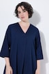Jeans-Kleid, Zierfalte, V-Ausschnitt, 3/4-Arm, Taschen