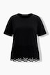 T-shirt, opengewerkte kant, oversized, ronde hals, korte mouwen