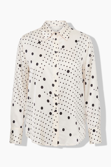 Bluse, Seidenmix, Punkte, Hemdkragen, Langarm