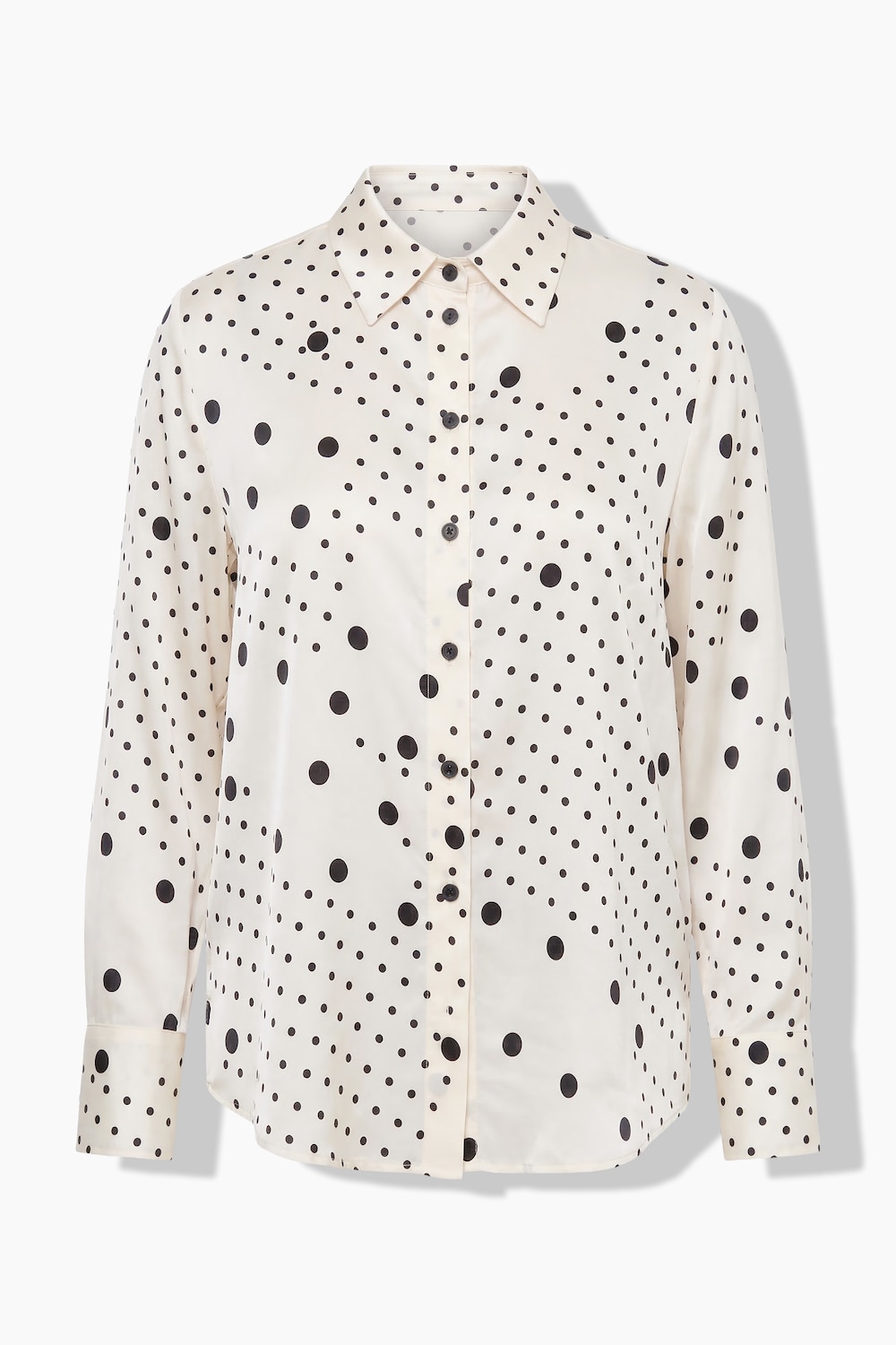 Stora storlekar Blus i sidenmix med prickar, Dam, vit, storlek: 50/52, Viskos/Siden, Ulla Popken