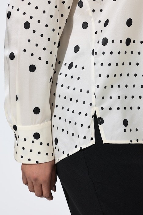 Bluse, Seidenmix, Punkte, Hemdkragen, Langarm