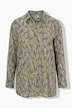 Chemisier motif ananas, col chemise et manches longues