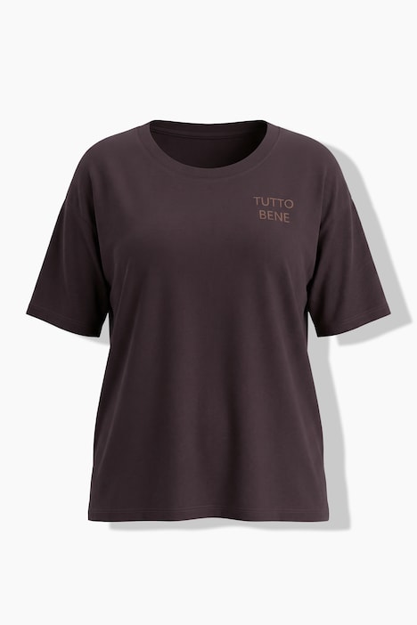 T-shirt, haft, krój oversize, okrągły dekolt, krótki rękaw