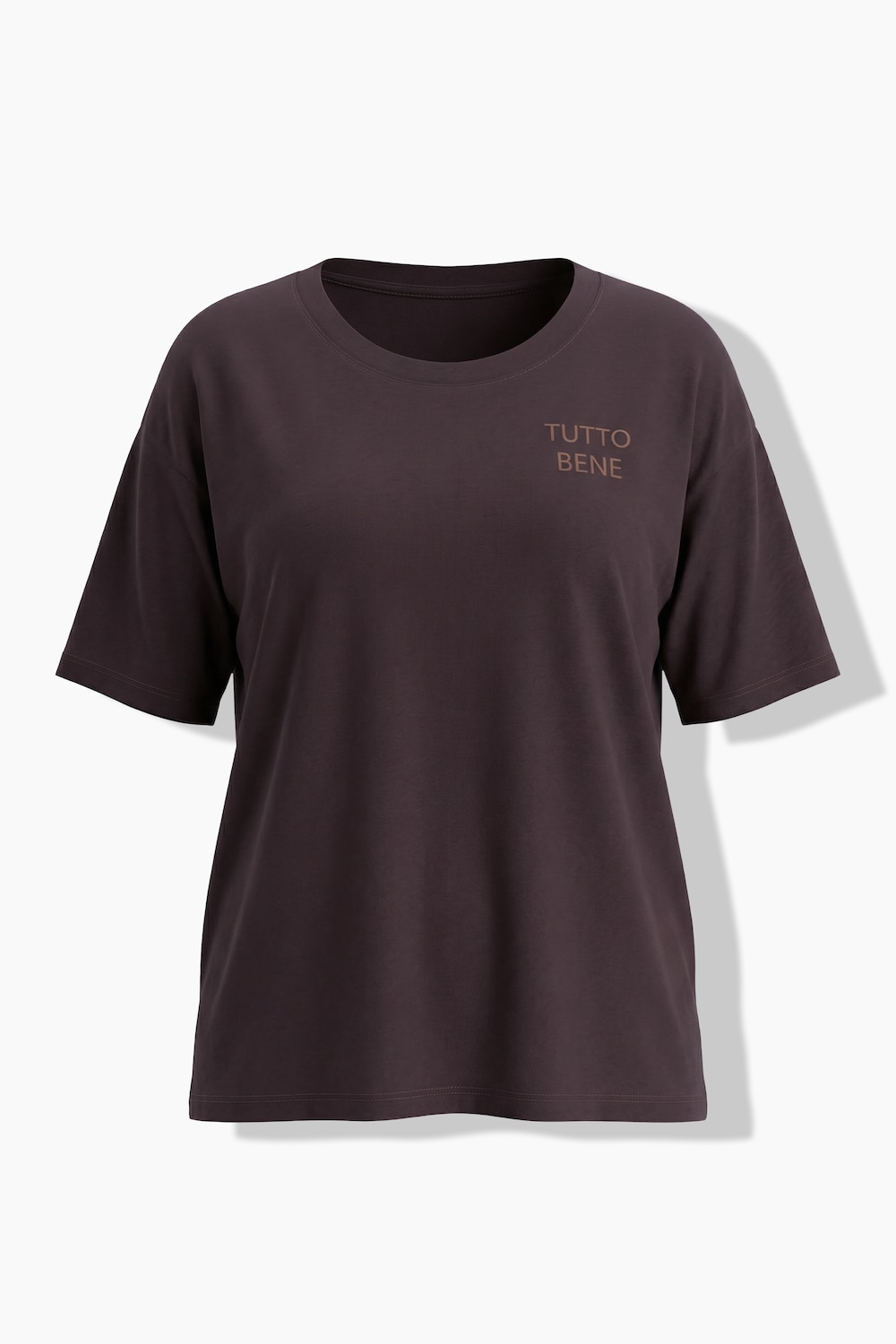 Stora storlekar T-shirt med broderi, Dam, brun, storlek: 54/56, Syntetfibrer/Bomull, Ulla Popken