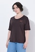 T-shirt, haft, krój oversize, okrągły dekolt, krótki rękaw