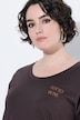 T-shirt, haft, krój oversize, okrągły dekolt, krótki rękaw