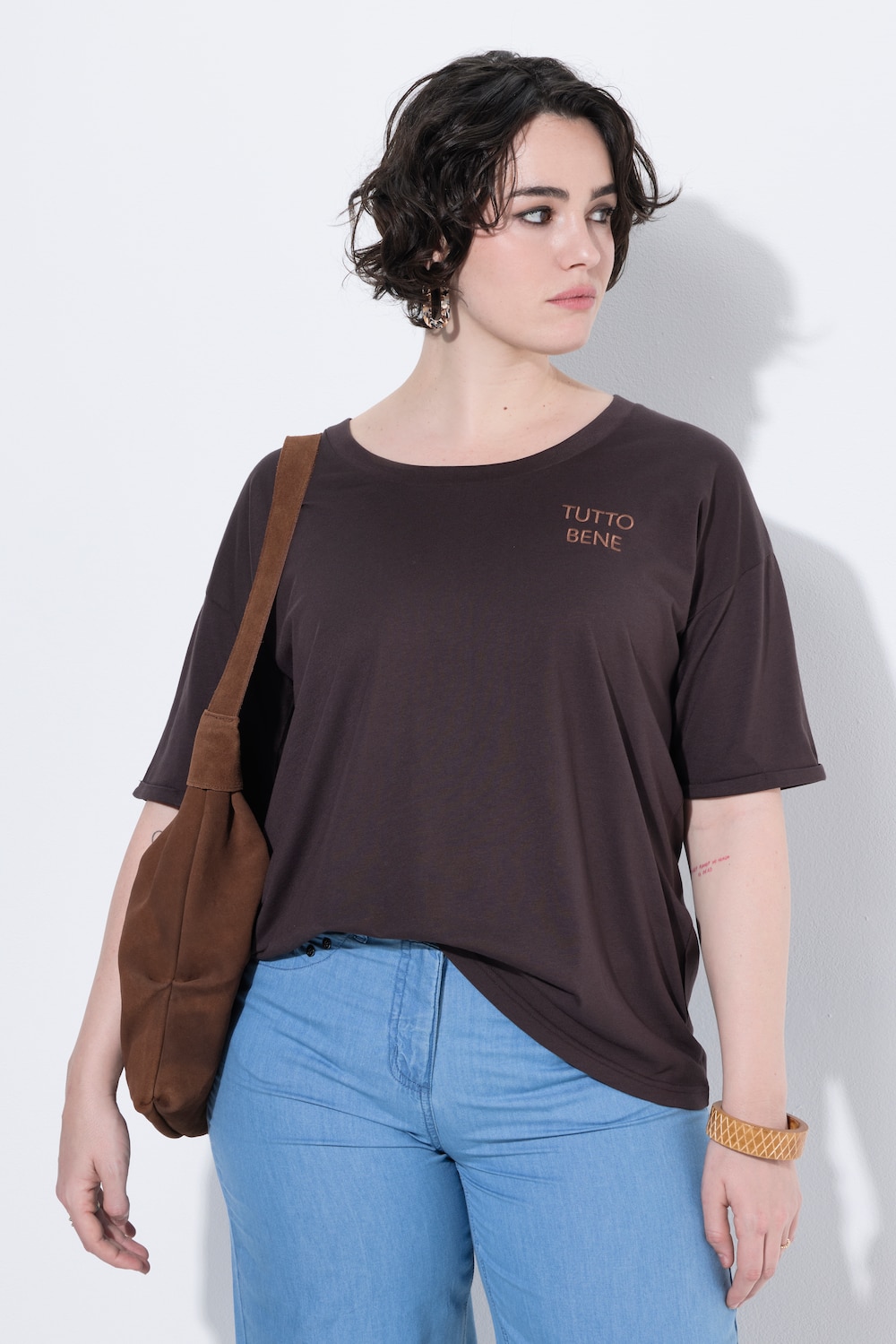 T-Shirt, Stickerei, Oversized, Rundhals, Halbarm