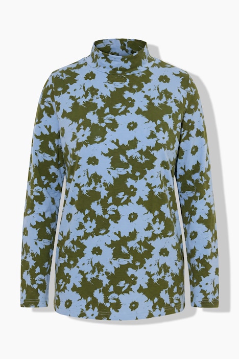 T-shirt en coton bio, motif à fleurs et manches longues, coupe Slim Fit
