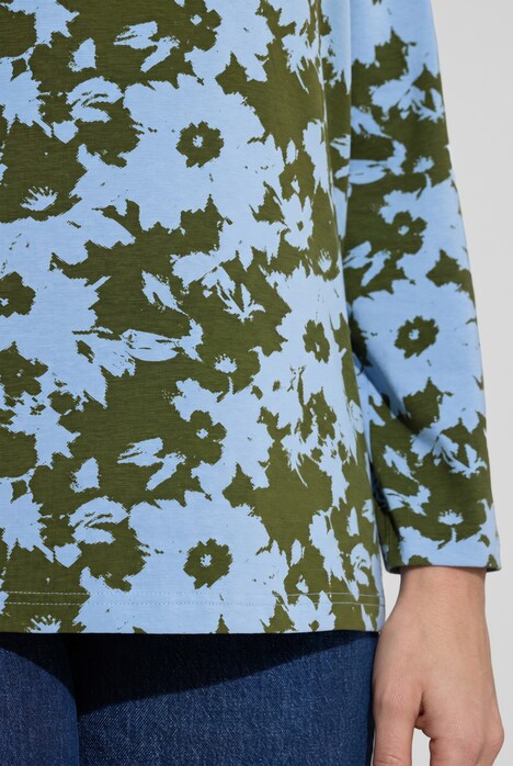 T-shirt en coton bio, motif à fleurs et manches longues, coupe Slim Fit