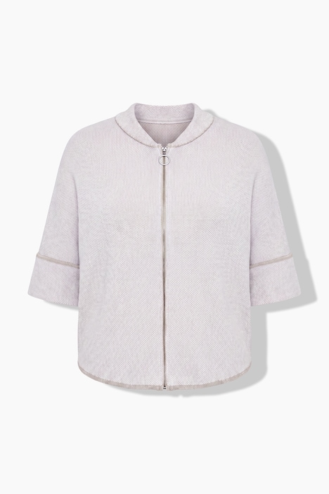 Jacquard-Strickjacke, oversized, Reißverschluss, 3/4-Arm