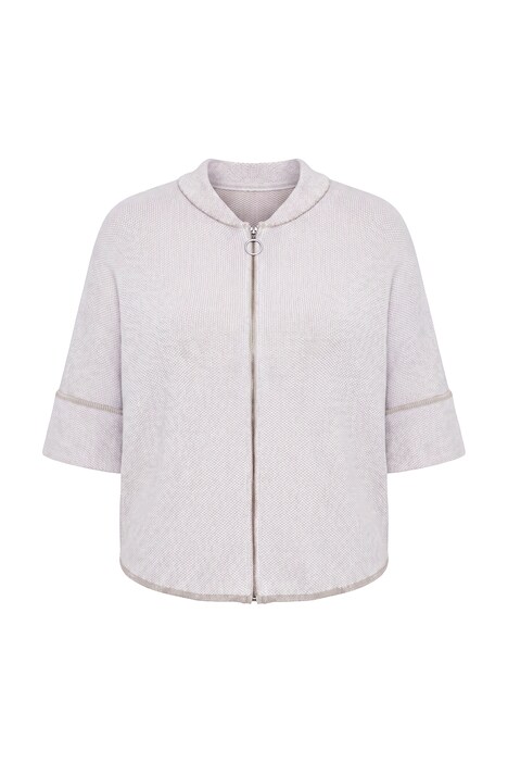 Jacquard-Strickjacke, oversized, Reißverschluss, 3/4-Arm