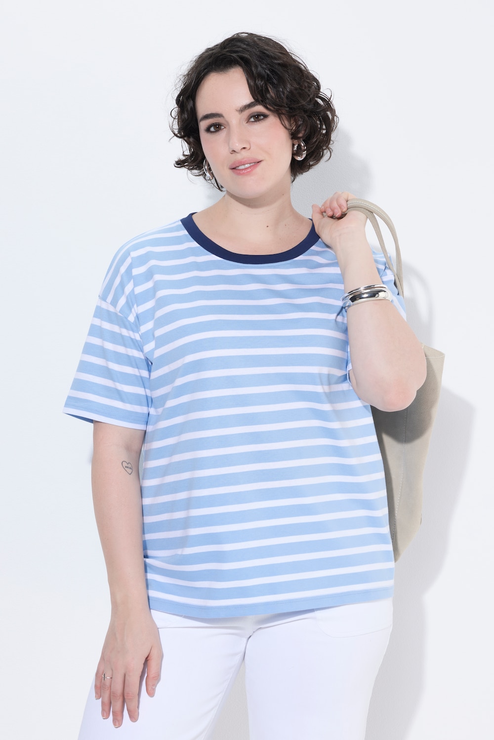 T-Shirt, Ringel, Oversized, Rundhals, Halbarm