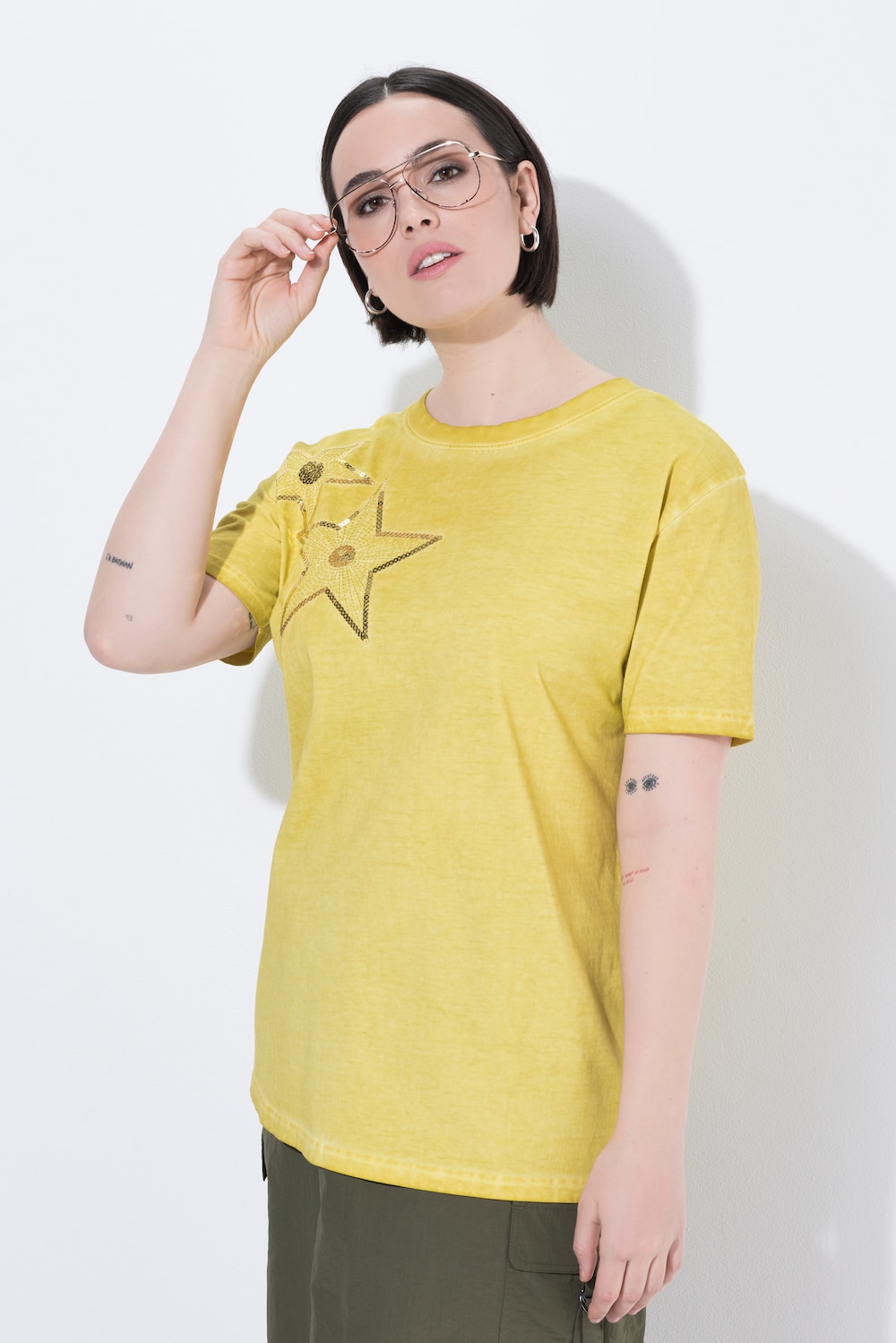 T-shirt, zeester, oversized, ronde hals, korte mouwen