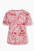 T-shirt, muszelki, krój oversize, dekolt tunikowy, krótki rękaw