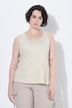 Top, jersey acanalado, motivo metálico, slim, cuello redondo, sin mangas