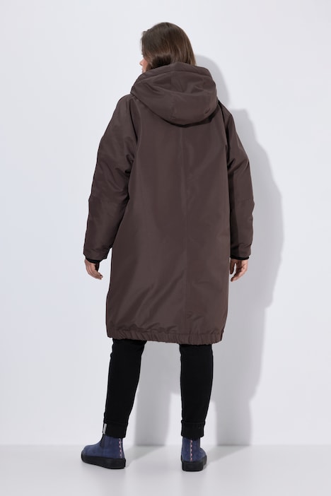 Functionele jas, oversized, geruite teddy voering, capuchon, 2-wegrits