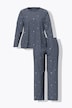 Pyjama motif étoiles, ourlet « vagues », décolleté rond et manches longues