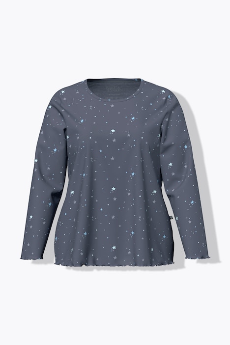 Pyjama motif étoiles, ourlet « vagues », décolleté rond et manches longues