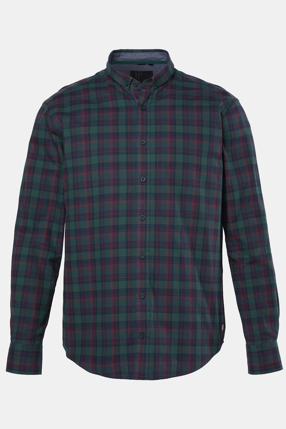 Geruit overhemd, lange mouwen, kleine buttondown kraag, modern fit, tot 8XL