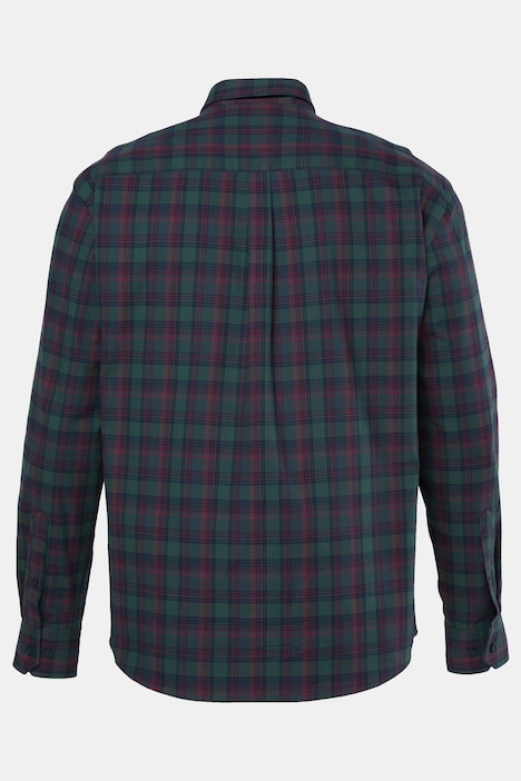 Geruit overhemd, lange mouwen, kleine buttondown kraag, modern fit, tot 8XL