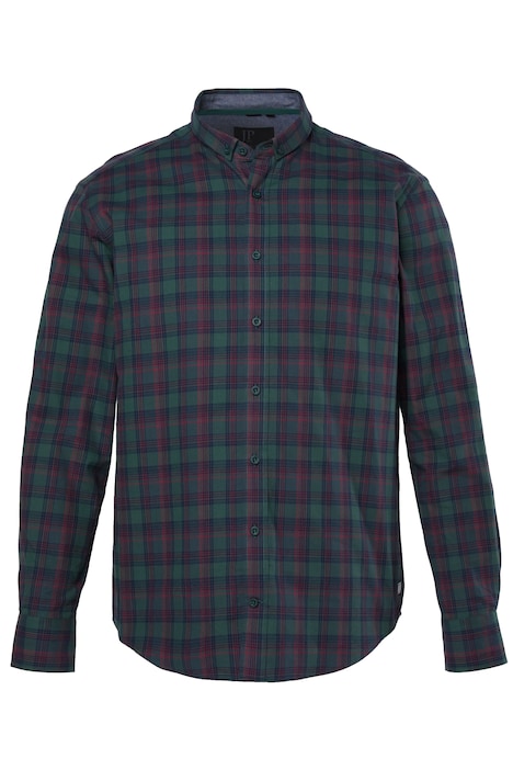 Kostkovaná košile, dlouhé rukávy, přehnutý mini límeček s knoflíky, moderní střih, do vel. 8XL
