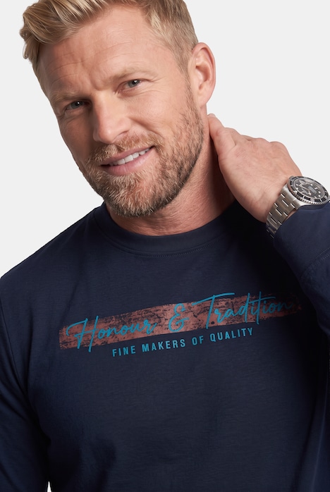 Men+ Langarmshirt, Bauchfit, Print, bis 8 XL