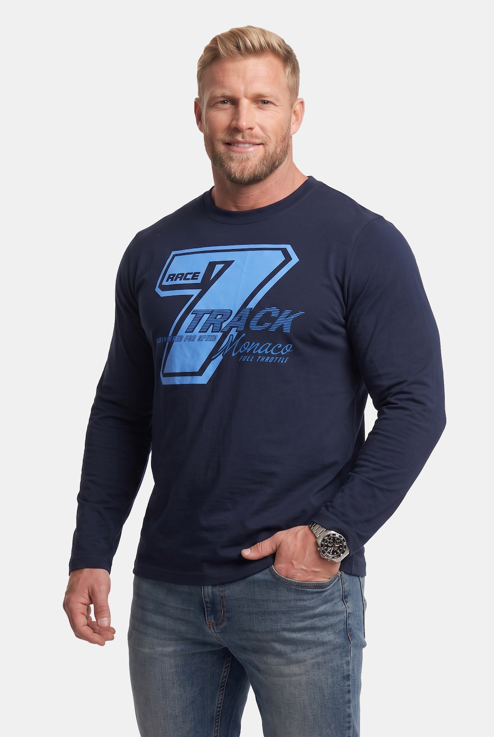 Men+ Langarmshirt, Print, bis 8 XL