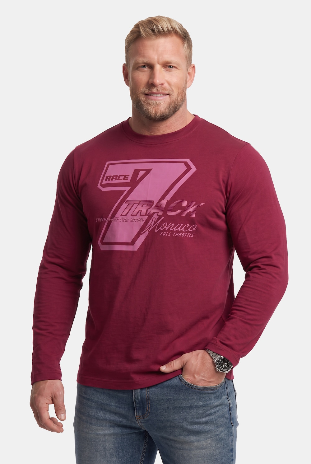 Men+ Langarmshirt, Print, bis 8 XL