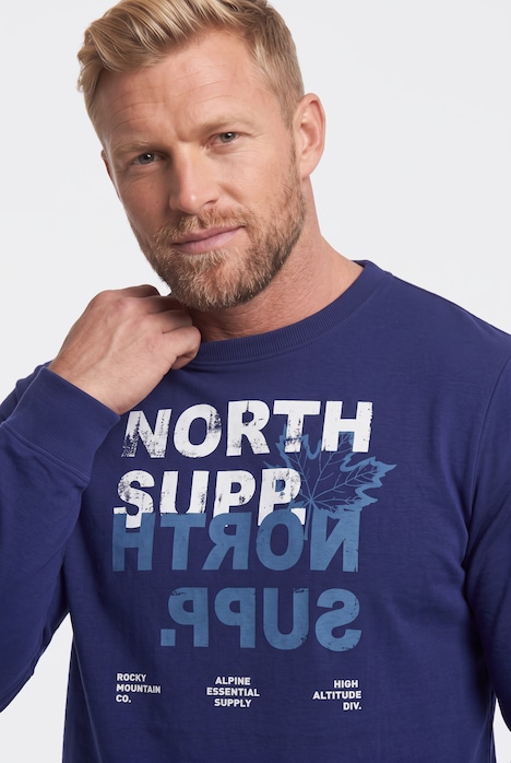 Men+ Langarmshirt, Bauchfit, Print, bis 8 XL