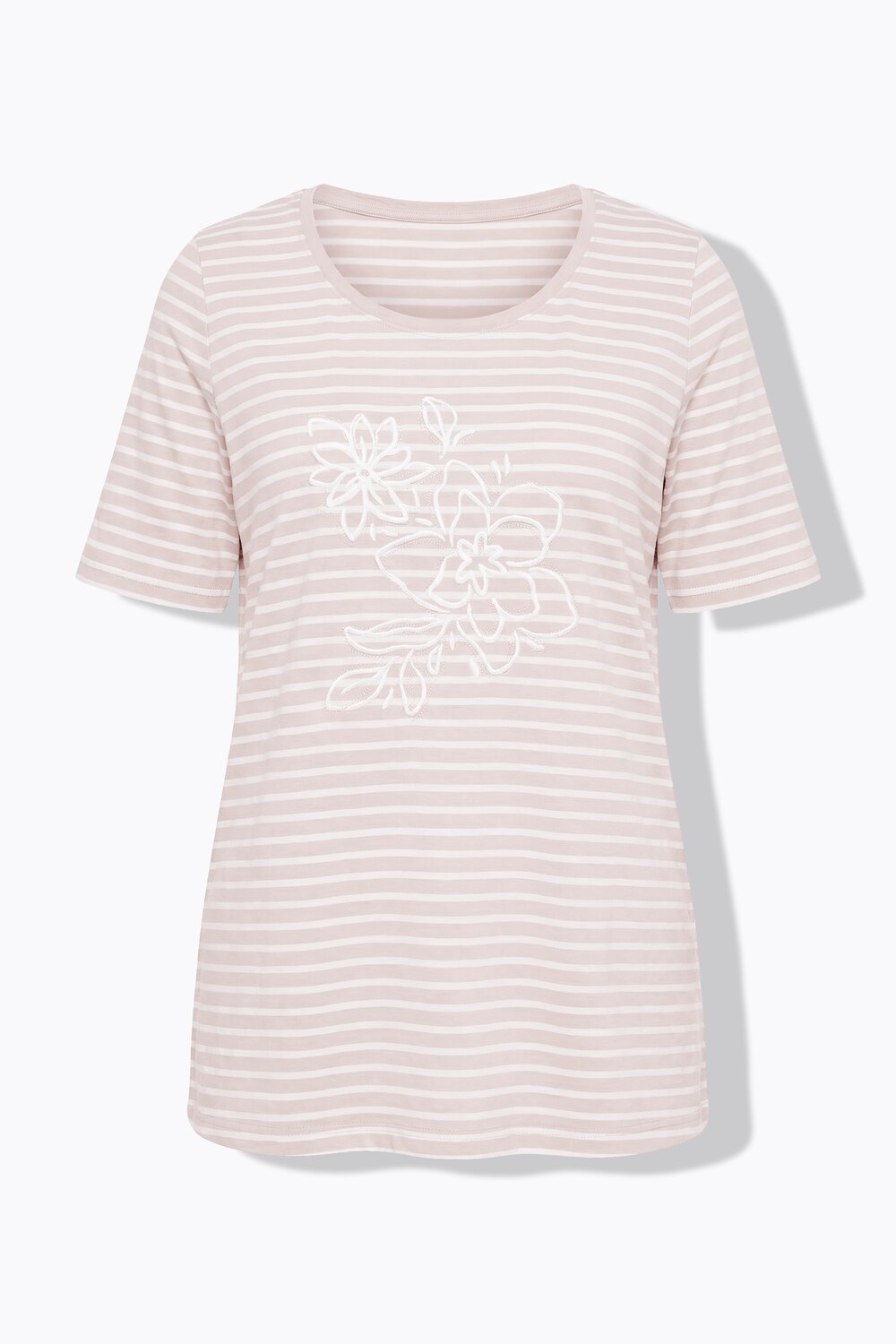 Stora storlekar T-shirt i A-linjemodell med rund halsringning och kort ärm, Dam, beige, storlek: 46/48, Bomull, Ulla Popken