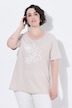 T-shirt, strepen, borduursel, A-lijn, ronde hals, korte mouwen