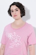 T-shirt, strepen, borduursel, A-lijn, ronde hals, korte mouwen
