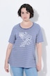 T-shirt, strepen, borduursel, A-lijn, ronde hals, korte mouwen