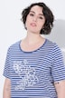 T-shirt, strepen, borduursel, A-lijn, ronde hals, korte mouwen