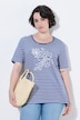 T-shirt, strepen, borduursel, A-lijn, ronde hals, korte mouwen