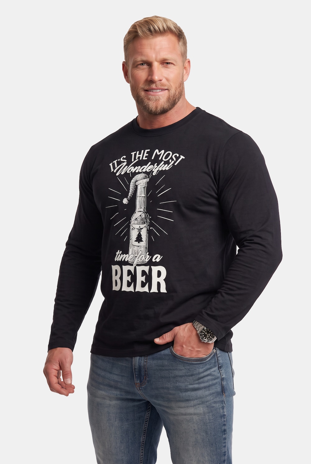 Men+ Langarmshirt, Weihnachten, bis 8 XL