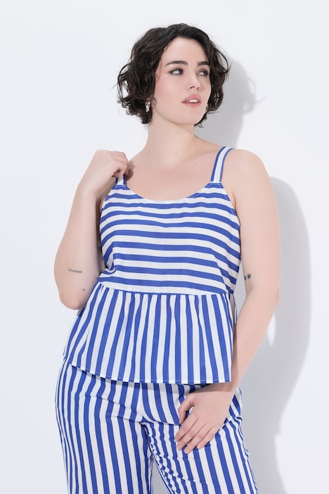 Blusa top, mezcla de rayas, línea A, tirantes ajustables