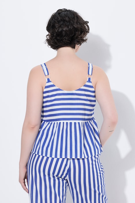Blusa top, mezcla de rayas, línea A, tirantes ajustables