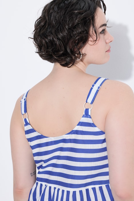 Blusa top, mezcla de rayas, línea A, tirantes ajustables