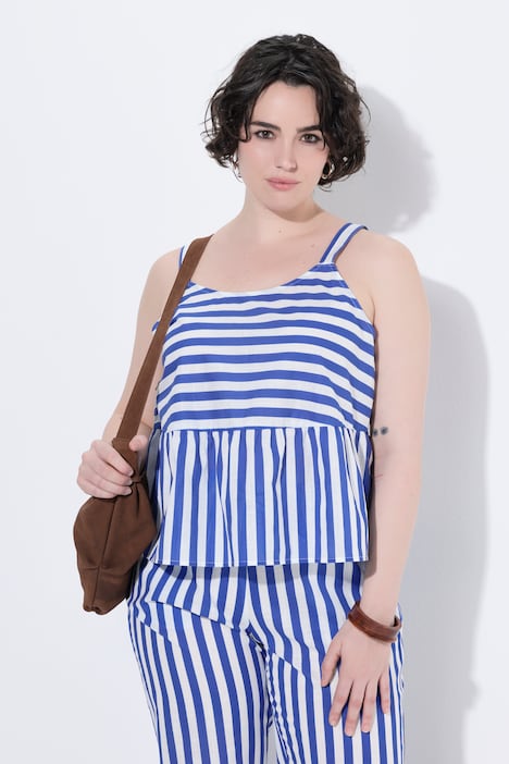 Blusa top, mezcla de rayas, línea A, tirantes ajustables
