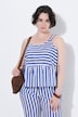 Blusa top, mezcla de rayas, línea A, tirantes ajustables