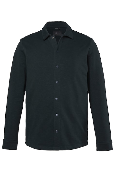 košile z teplákoviny, dlouhé rukávy, kentový límec, hranatý střih, do vel. 8XL