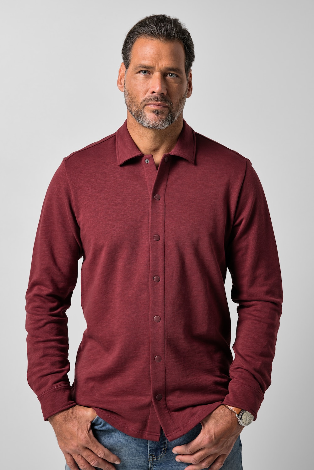 Sweathemd, Langarm, Kentkragen, kastiger Fit, bis 8 XL