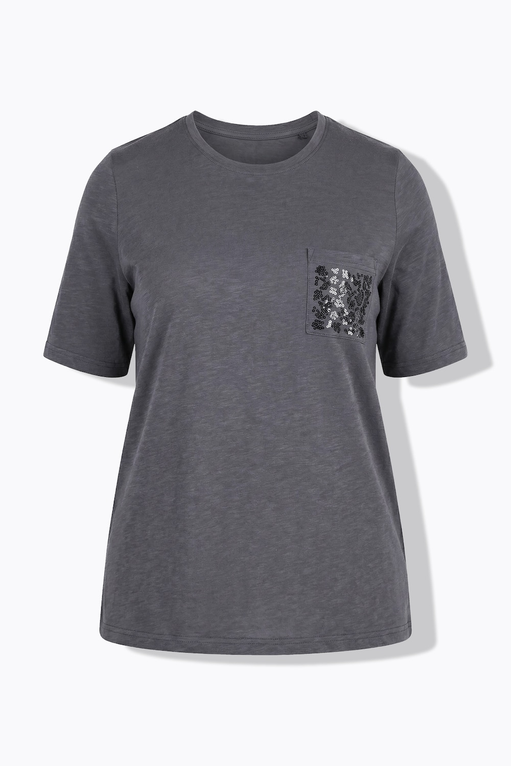 Stora storlekar T-shirt med dekorstenar, Dam, grå, storlek: 62/64, Bomull, Ulla Popken