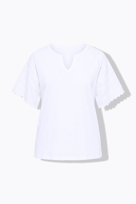 T-Shirt, Stickerei, Tunika-Ausschnitt, Halbarm