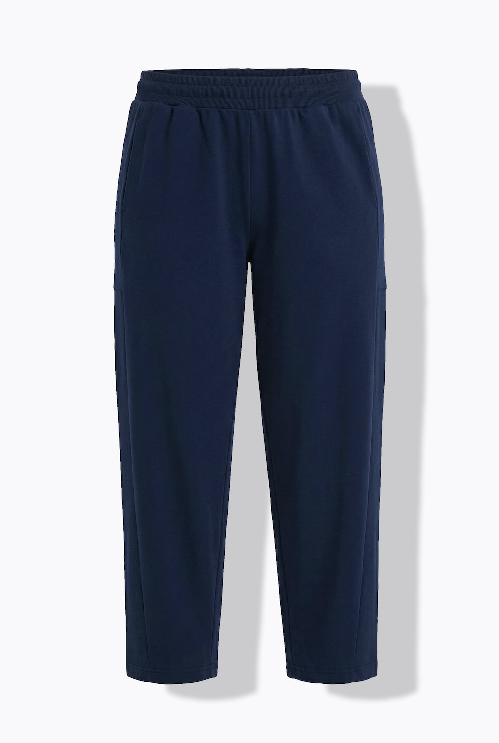 Stora storlekar Mjukisbyxor i barrel-modell med dekorsömmar och elastisk midja, Dam, blå, storlek: 50/52, Bomull/Polyester, Ulla Popken