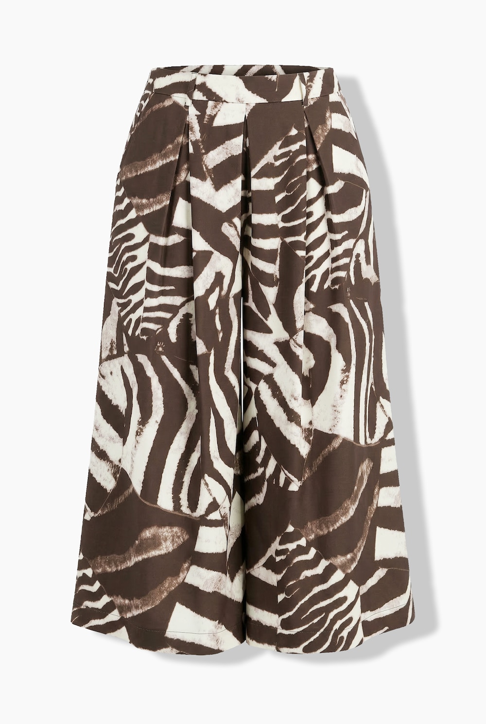 Stora storlekar Byxkjol med zebramönster, Dam, brun, storlek: 50/52, Polyester, Ulla Popken