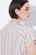 Linnen blouse, strepen, A-lijn, V-hals, korte mouwen