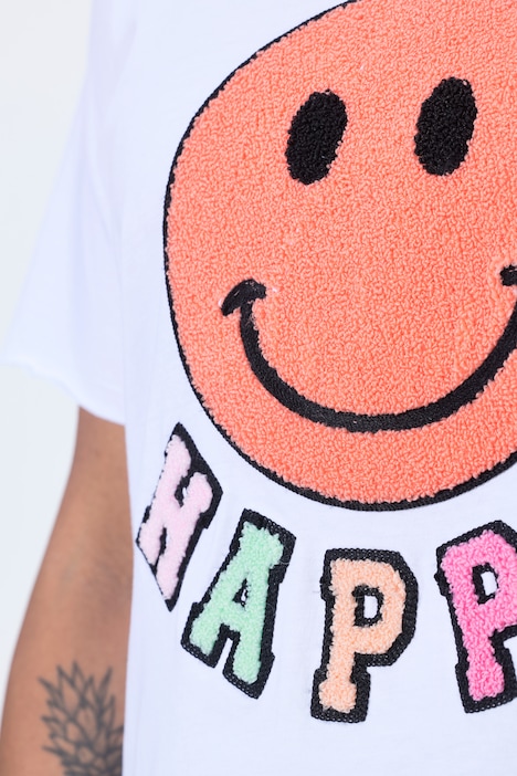 Terry Cloth Smiley Face Graphic Tee